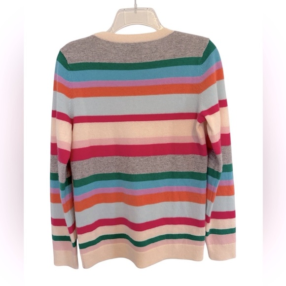 TALBOTS 100% Cashmere Crewneck Sweater Stripe Small - Picture 3 of 6